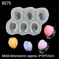 Silikonform für Tulpen mit vier verschiedenfarbigen Blumenbeispielen aus Seife - B275 / Transparent