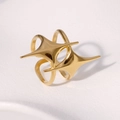 Anello a stella incrociata in acciaio inossidabile dorato con design aperto minimalista - Oro