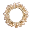Close-up of champagne crystal bead hair tie with woven golden elastic band detail - 2# Champagne Crystal Hair Tie