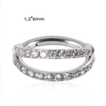 Silver G23 titanium double layered nose ring with zircons in 1.2x8mm size - 1.2*8mm / 9# Double Layer Paved Style