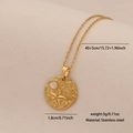 Golden stainless steel sea turtle necklace with cat's eye stone and size annotations - Starfish