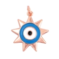 Rose gold sunburst pendant with a blue evil eye inlay and micro-pave detailing - Rose Gold Octagram Evil Eye Style (K093039L1K2-R Gold)