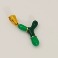 Golden titanium steel letter Y pendant with green enamel finish for DIY necklaces - Y-Single Pendant (Green Tones/Gold)