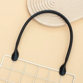 U-shaped black leather bag handle replacement with pre-drilled holes and matte texture - Black