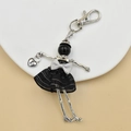 Handmade doll keychain with black pleated skirt and silver heart charm for bags - 20-Grey Bow Mesh Doll
