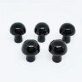 Set of five polished black natural stone mushroom figurines for crystal home decoration - Obsidian