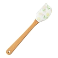 Small silicone spatula with floral pattern and wooden handle for baking tools - Pink Yellow Floral