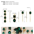 Set di 7 fermagli per capelli dorati con strass verdi e specifiche sulle dimensioni - Stile Strass Verde Smeraldo Oro / HS-J6777 (7 Pezzi)