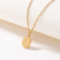 Gothic gold rose necklace with an oval heart-shaped pendant on an O-chain link - Rose Pendant Necklace (SN21041701L)