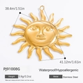 18k gold plated stainless steel sun face pendant with waterproof hypoallergenic finish - Sun Disk (PJ91008G)