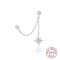 S925 sterling silver chain drop earrings featuring a sparkling eight-pointed star pendant - Silver - Octagram Style