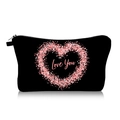 Detalle de neceser negro de lona con corazón de lentejuelas rosa y diseño Love You - Estilo Corazón Rosa con Lentejuelas Negras (jiaying135)
