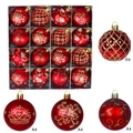 Lot de 16 boules de Noël rouges avec motifs pailletés et attaches dorées brillantes - Style Thème Rouge / 6cm 16 Pièces / Rouge
