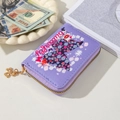 Purple faux leather wallet with embossed floral butterfly pattern and clover zipper pull - Multi-K (Purple Large Butterfly)