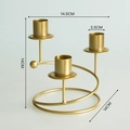 Three-arm gold spiral metal candle holder with specific dimensions for table decor - Spiral 3-Head / Gold
