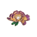 Exquisite purple peony brooch with golden enamel, white pearl, and pink crystals - Purple Flower XD824417-3
