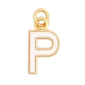 Letter P alphabet pendant in golden metal and white enamel for necklace jewelry - White - Letter P