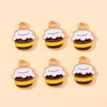 Detailed set of six creative enamel bee and honey jar charms for DIY jewelry making - Honey Jar