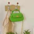 Chic green candy-colored small shoulder bag with knot handle and gold chain strap - Green