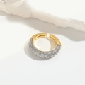 Adjustable multi-layer heart ring in gold finish with pavé set zircon stones - Silver Pave Zircon