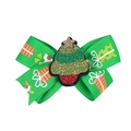 Nœud à cheveux sapin de Noël vert pour filles avec motifs de cadeaux sur ruban gros-grain - Motif Cadeau Vert (8#)