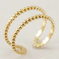 Minimalist double-row beaded open ring for women in polished 18K gold finish - Gold Double Row Beaded Style (ZYG032)