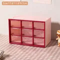 Organizador escritorio rosa con 9 cajones transparentes para papelería 17,8cm - 9 Rejillas / Rosa y Rojo Fresa (13#)