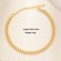 Golden double-layer wheat leaf chain bracelet with emerald zircon heart charm detail - Wheat Ear Style (A0185)