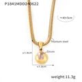 18k vergulde titanium stalen ketting met vierkante zirkoon hanger van 1,9 cm bij 1,0 cm - Goud April Witte Zirkonia (P1841)