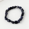 Deep blue goldstone irregular chip bead elastic bracelet with sparkling night sky effect - Blue Sandstone