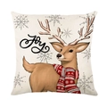 Christmas reindeer Joy print linen pillow cover in cream white for holiday home decor - TQYM60-17 Joy Reindeer