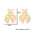 Minimalist golden stainless steel ladybug stud earrings measuring 9mm by 7mm - Ladybug Shape / Gold