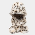 Chic leopard print winter set with faux fur bucket hat and matching scarf for women - Leopard Spot Khaki Hat & Scarf Set