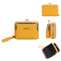 Ginger yellow women's faux leather wallet featuring card slots and a metal kiss-lock - Yellow