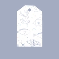 Marine life theme gift tag with blue hand-drawn fish and coral on white cardstock - Little Fish Plain Tag
