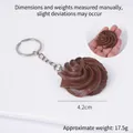Chocolate cookies keychain realistic faux food model with silver metal ring 4.2cm - Light Coffee Spiral Flower Cookie - Keychain