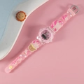 Pink digital kids watch featuring a silicone strap with 3D embossed unicorn and rainbows - Unicorn 4 Pink