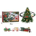 Christmas train toy set with green locomotive and hanging tracks for tree decoration - 3-Section Steam Spray Train