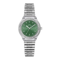 IBSO women's silver stainless steel watch with green dial and crystal-set bezel - Green Dial