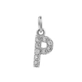 Silver micro-pave zircon initial P letter pendant for DIY jewelry making - Steel-P