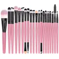 Detail of 20pcs makeup brush set with pink handles and gradient synthetic bristles - Pink Handle + Black Tube
