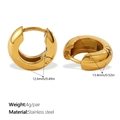 Classic gold-plated chunky stainless steel hoop earrings with size measurements - EH245G Style (EH245G) / Gold