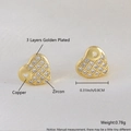 Gold plated copper heart earrings featuring zircon insets and triple layer finish - Heart