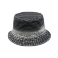Primer plano de sombrero de pescador denim lavado con costuras reforzadas en el ala - Degradado Negro