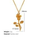 Elegant gold rose flower pendant necklace in stainless steel finish for women - Rose Pendant / Gold