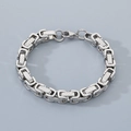 Bracciale bizantino argento da uomo con maglie strutturate e chiusura a moschettone - Argento (KB203611)