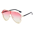Oversized gradient pink sunglasses with gold metal frame and black temple tips - C7 Bright Black Gold Pink Yellow