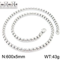 Polished silver stainless steel box chain necklace for men and women 600x5mm size - Silver 5mm x 600mm (KN230432-Z)