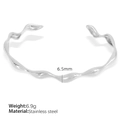 Minimalistischer silberner wellenförmiger offener Armreif aus hochglanzpoliertem Edelstahl - Wellen Offener Stil (SZ140) / Silber