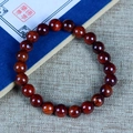 Bracelet en perles de bois de rose poli avec finition brun-rouge et grain naturel - 08mm x 22 Pièces (Simple Tour) / Couleur d'origine